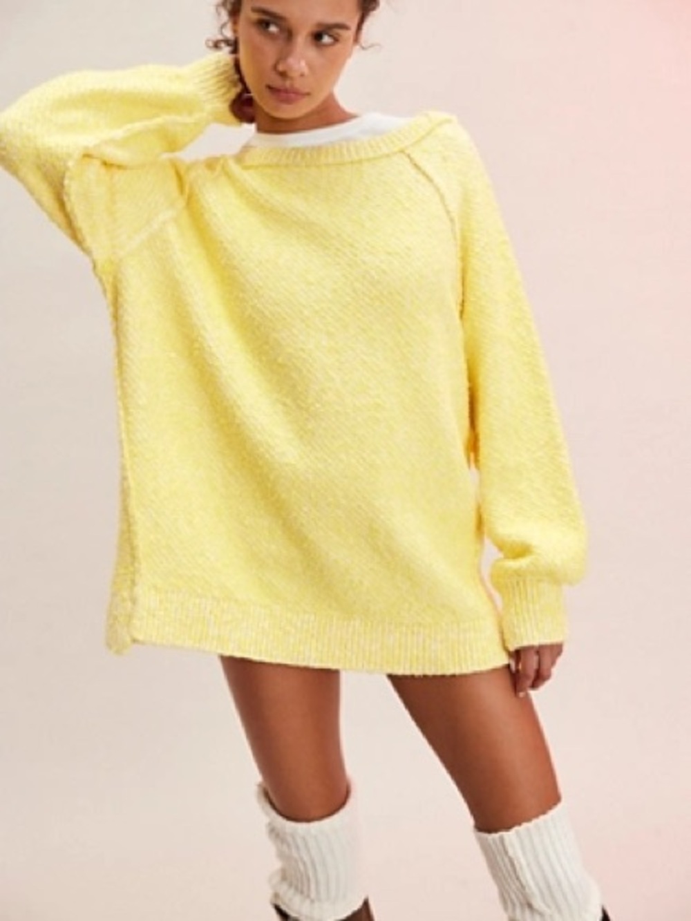 Free People Carter Tunic Sweater in Lemonade Combo